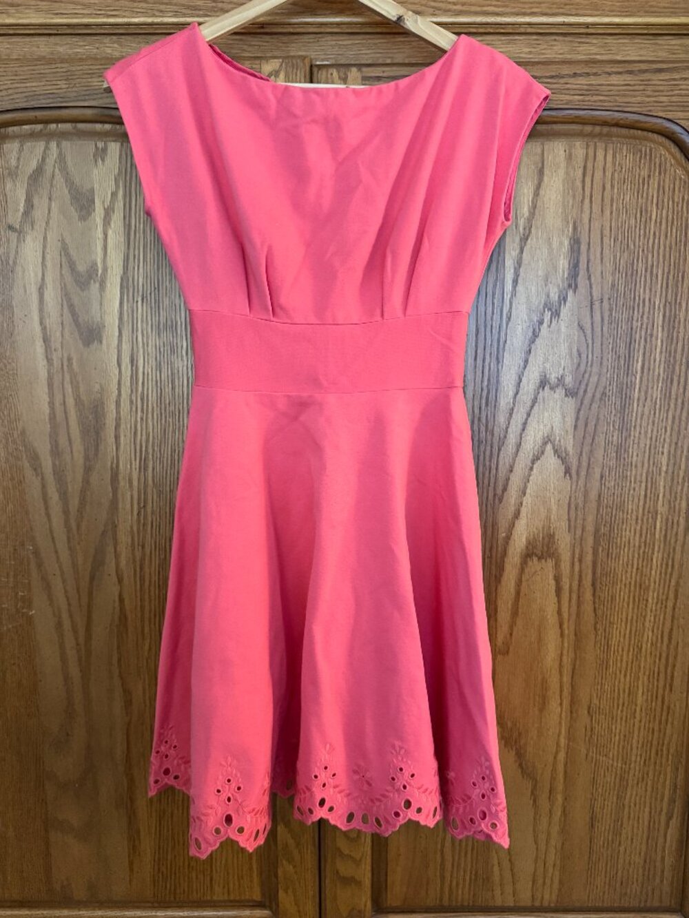 kate spade Coral Fit-and-Flare Dress with Eyelet Hem